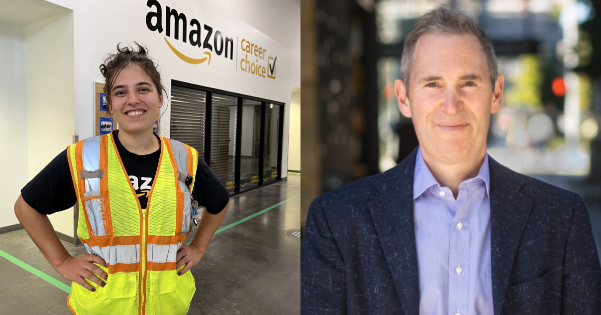 Співробітниця Amazon, Енді Джессі, колаж