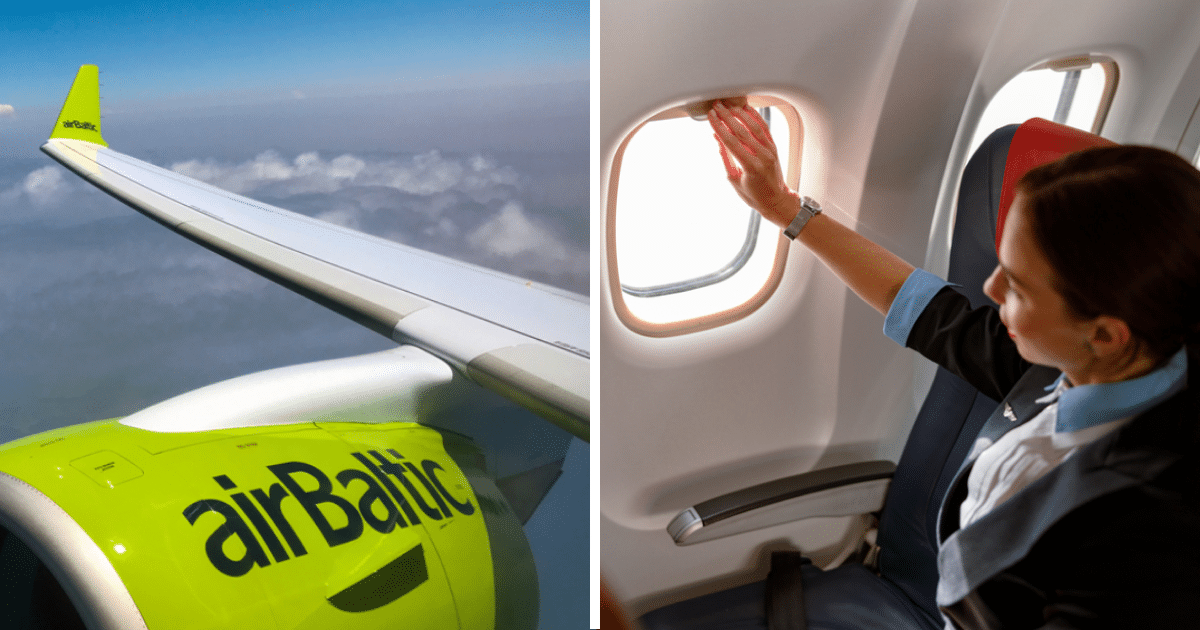 Літак AirBaltic , жінка в літаку, колаж