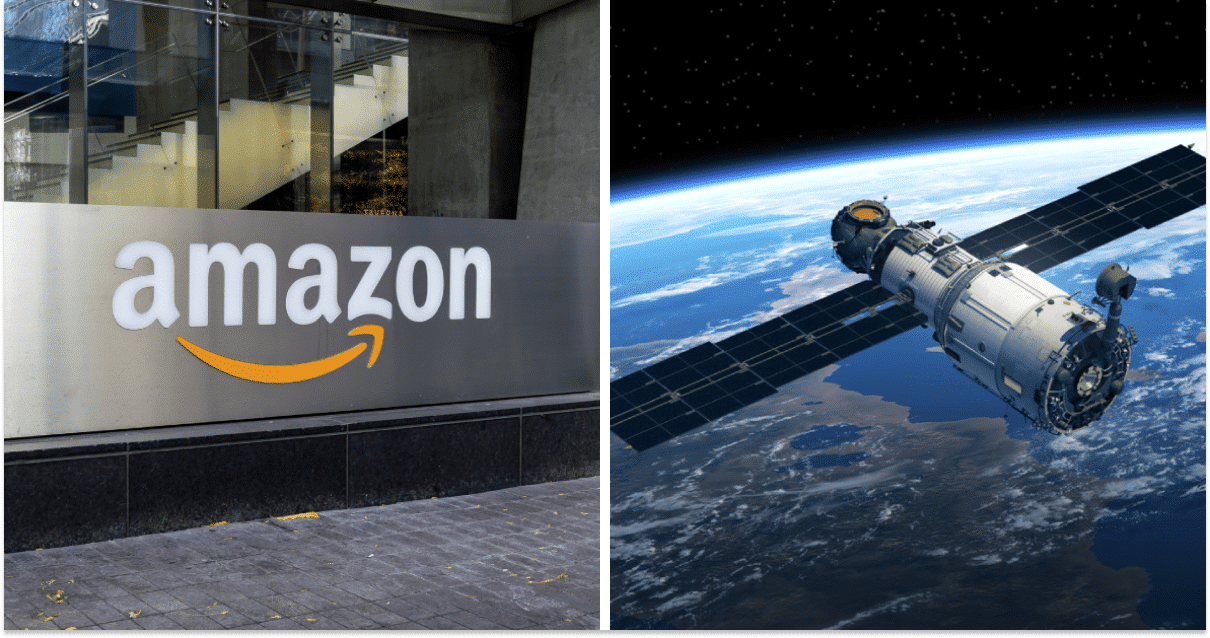 Amazon, космічний супутник, колаж